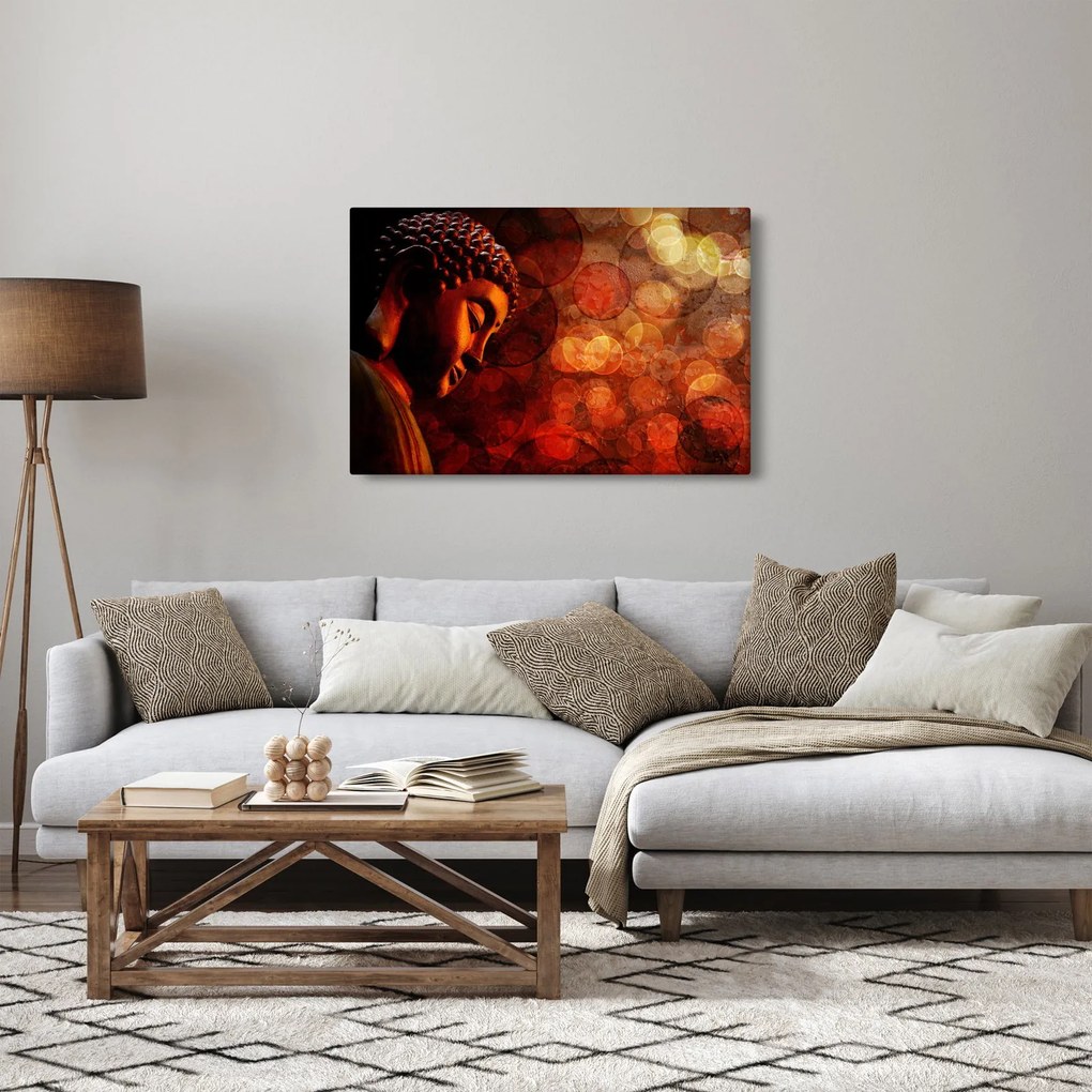 Obraz - Budha v červených tónoch (90x60 cm)