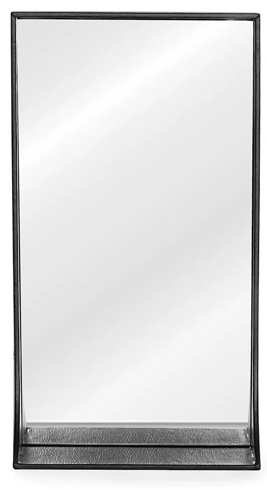 HOMEDE Nástenné zrkadlo s policou Pisca I čierne, velikost 55,5x30,5x10,5