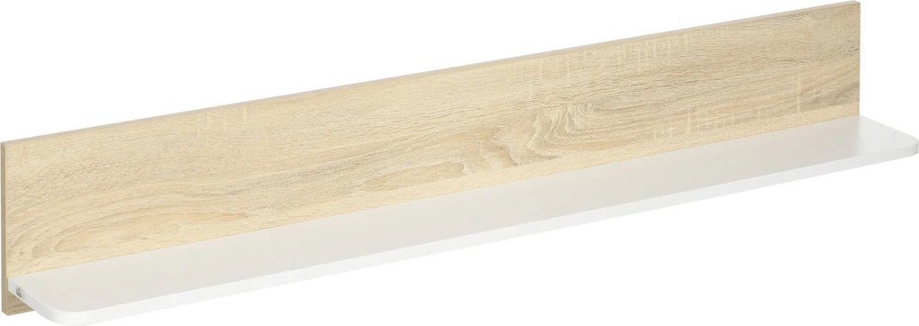 HOMCOM Floating Shelf Nástenná Police z Duba a Bielej pre Obývačku, Spálňu, Chodbu, Kúpeľňu 120x15x20 cm | Aosom