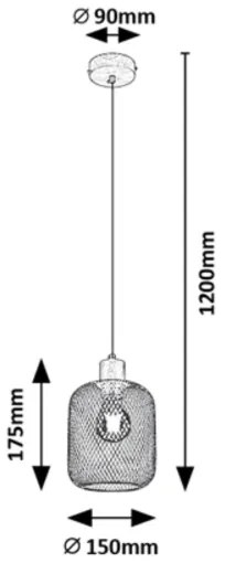 Rabalux 3131 - Luster na lanku GRENDEL 1xE27/60W/230V