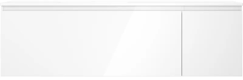 Mexen Orio, kúpeľňová skrinka 160 cm s umývadlom Otis vľavo, 1S, 1D, biela lesklá, 91A13-16047-3-BBFF00-W18L00