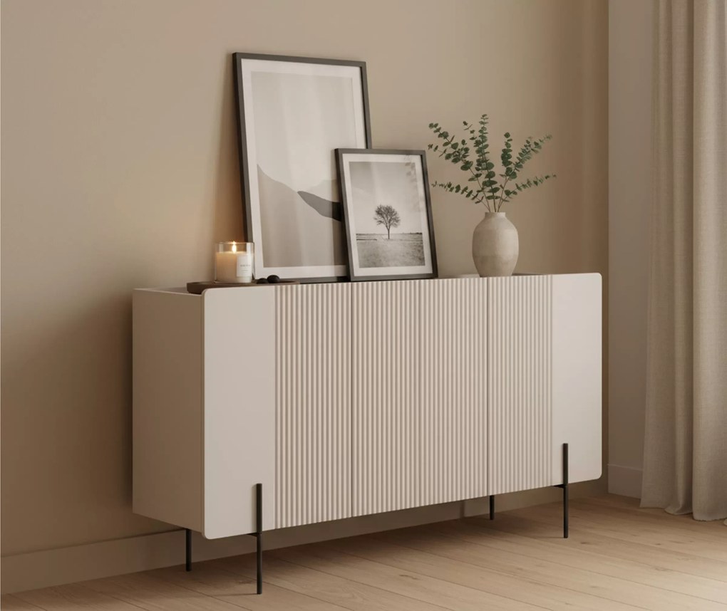 Komoda Malmi 150 cm - kašmírová / crema bianca / čierna