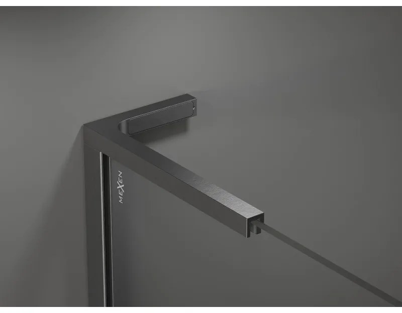 Mexen Kioto L, sprchová zástena Walk-In 110 x 200 cm, 8mm číre sklo-námraza, grafitový profil, 800-110-103-66-35