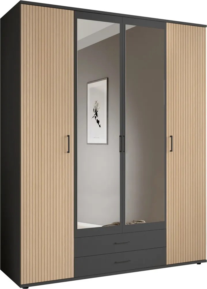 Šatníková skriňa Laurie, 159 cm, grafit/dub