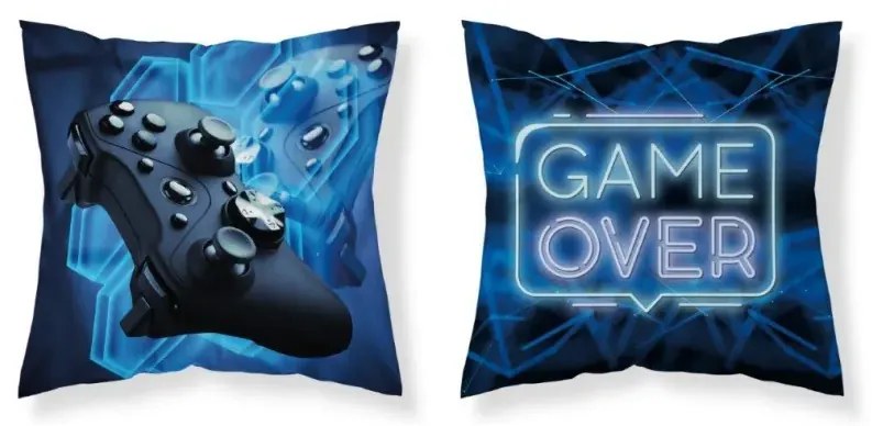 Detská obliečka na vankúš Game Over - modrá Šírka: 40 cm | Dĺžka: 40 cm