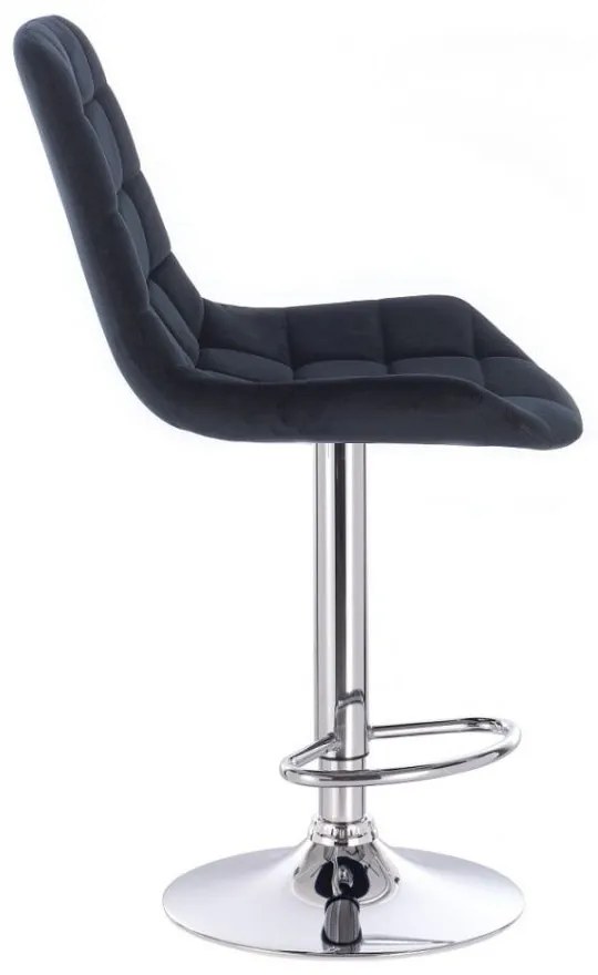 LuxuryForm DESIGN Barová stolička PARIS VELUR na striebornom tanieri - čierna