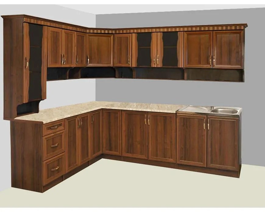 Rohová kuchynská linka Bona Merkury Orech