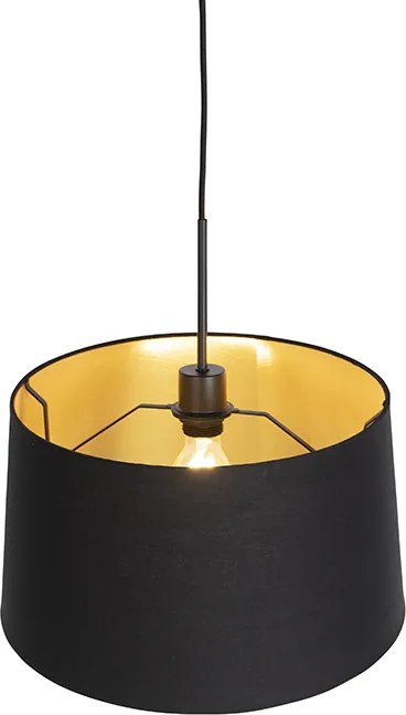 Závesné svietidlo s bavlneným tienidlom čierne a zlaté 40 cm - Combi