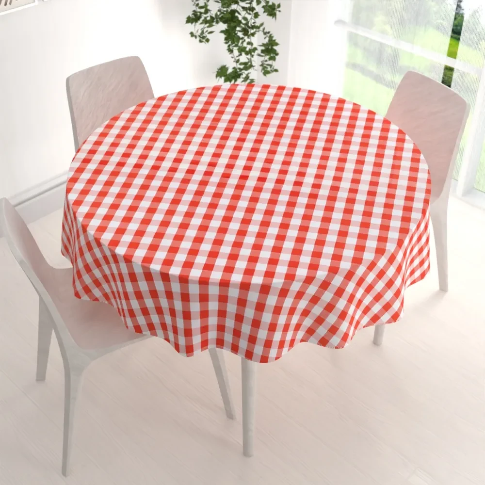 Biante Teflónový okrúhly obrus TF-071 Červeno-biela kocka Ø 70 cm