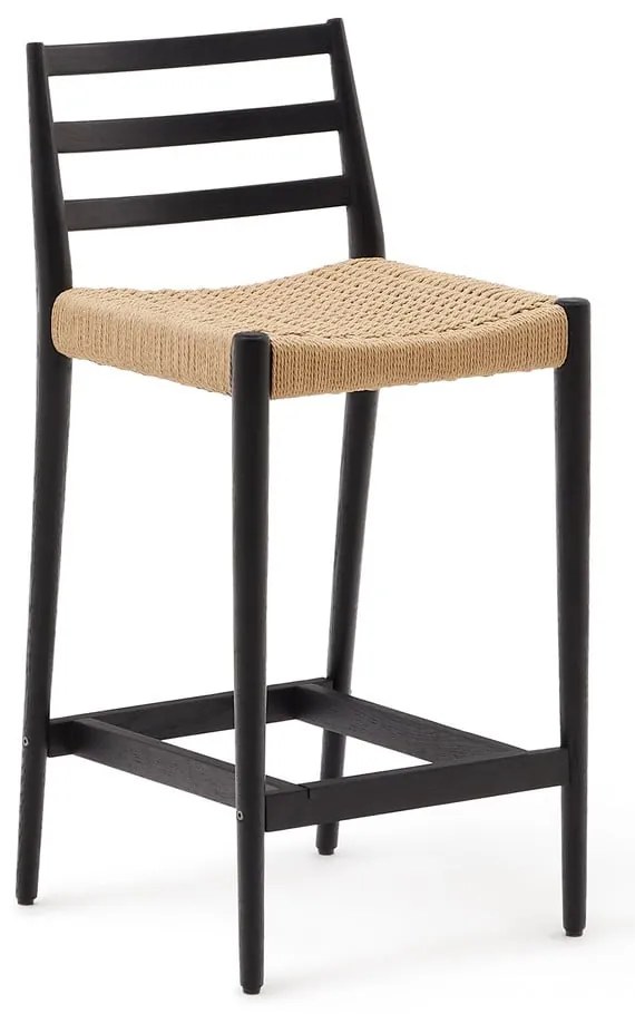Čierna/v prírodnej farbe barová stolička z dubového dreva (výška sedadla 70 cm) Analy – Kave Home