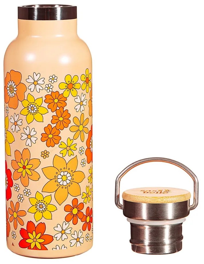 Oranžová antikoro detská fľaša 500 ml 70s Floral - Sass & Belle
