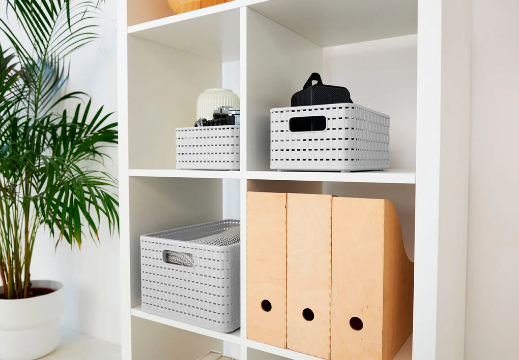 Rotho Plastový košík COUNTRY, rovný, biely (11 l - 33x24x16)