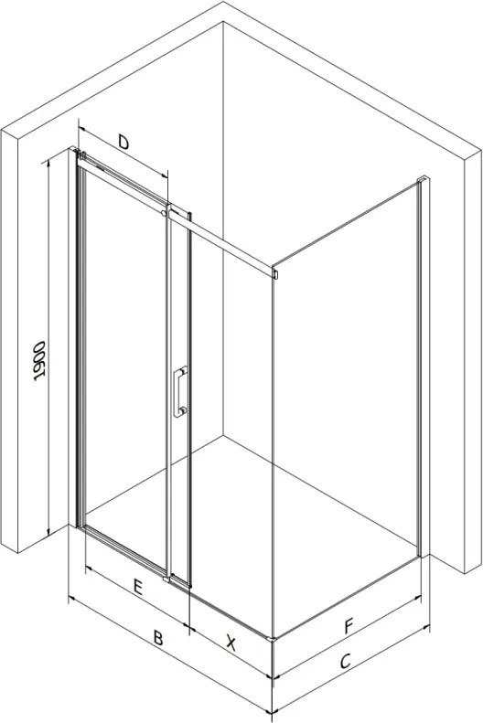 Mexen Omega posuvná sprchová kabína 100 x 90 cm, grafitová, chróm + Flat vanička, biela - 825-100-090-01-40-4010
