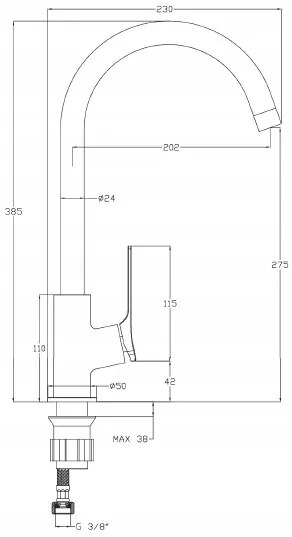 Invena Neri, stojanková drezová batéria, čierna matná, BZ-01-004-L