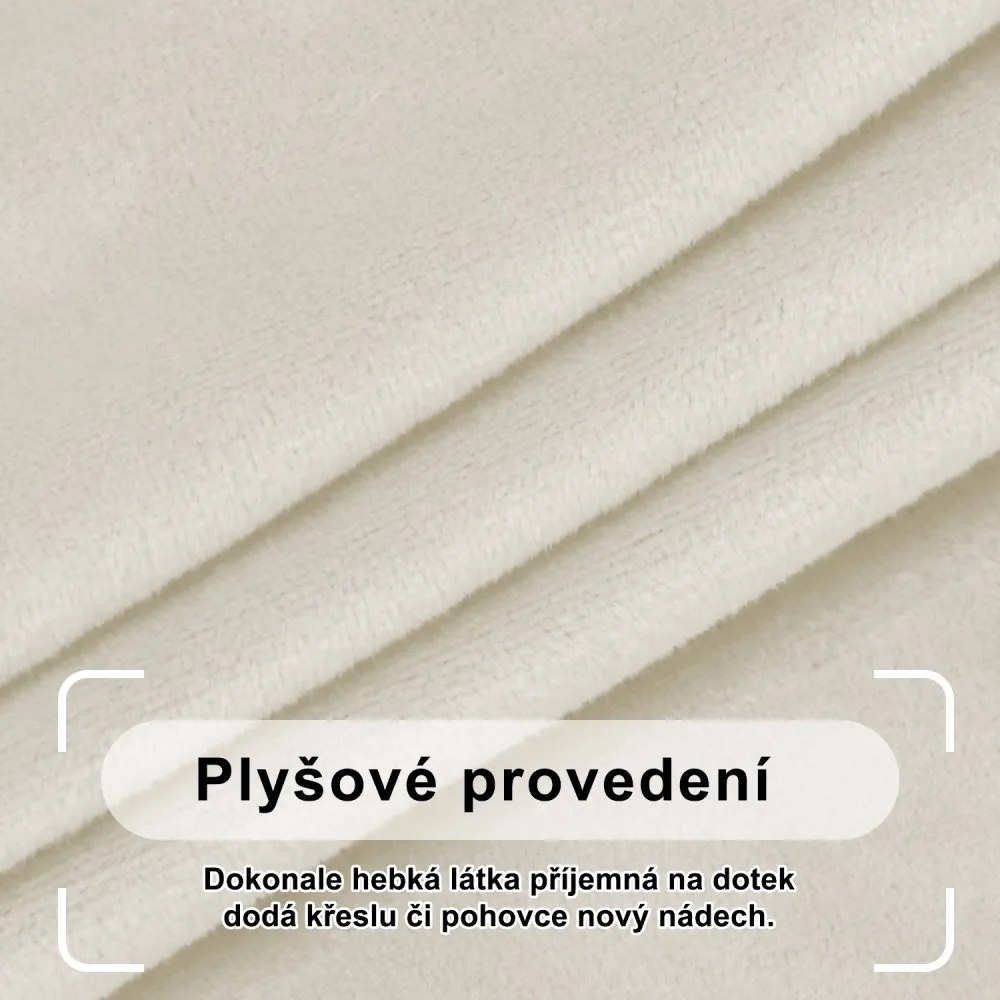 Strečový elastický plyšový poťah na trojmiestnu rohovú pohovku BestBerg / pravá / krémová