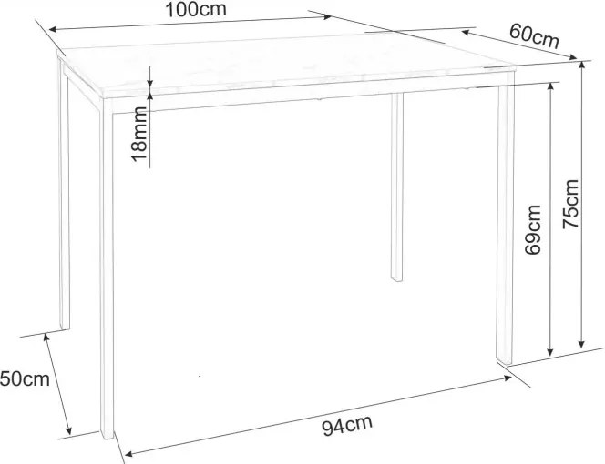 Jedálenský set 1 + 4, stôl RAMOD 100x60 cm biely/dekor dub + biela stolička KITO