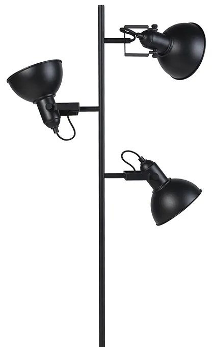 Priemyselná stojaca lampa čierna so zlatom 3-svetlo - Tommy