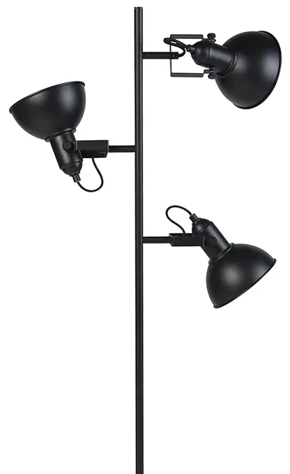 Priemyselná stojaca lampa čierna so zlatom 3-svetlo - Tommy