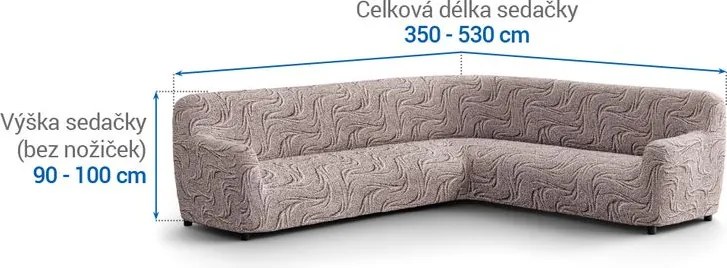 Bielastické poťahy BRILLANTE hnedé rohová sedačka (š. 350 - 530 cm)