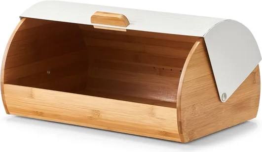 Zeller Present 2. akosť - Chlebník veľký, bambusový s odklápacím vekom - biely kov