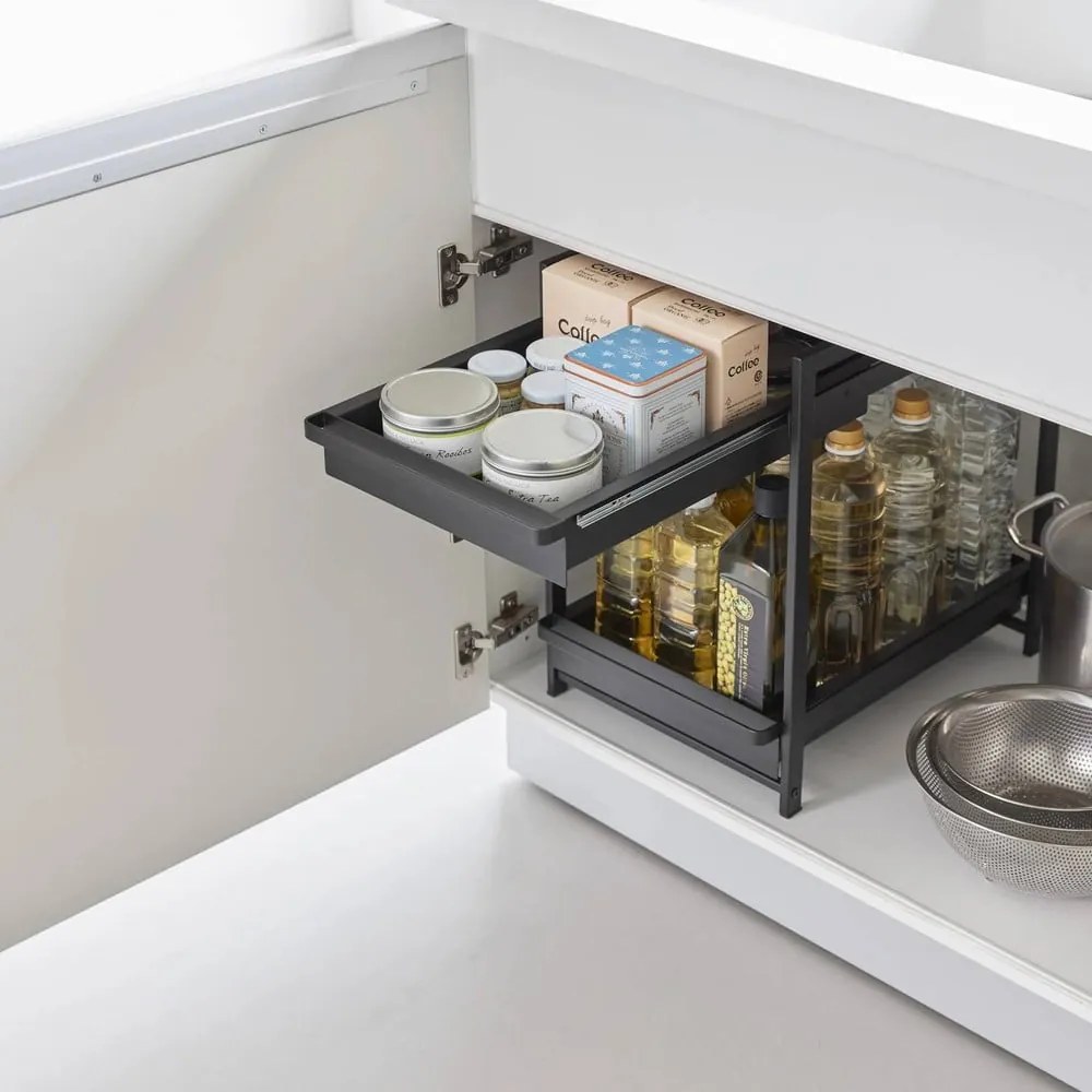 Čierna kovová prídavná polička 30x42 cm Tower – YAMAZAKI