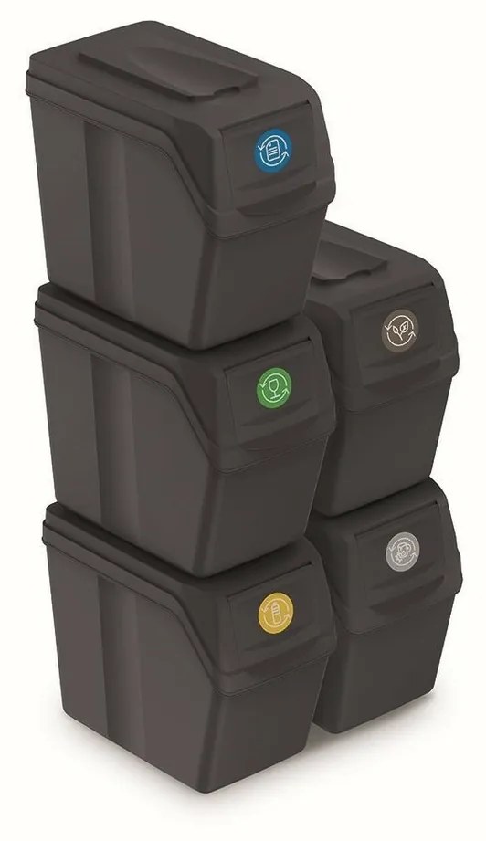 Kôš na triedený odpad Sortibox 20 l, 5 ks, antracit