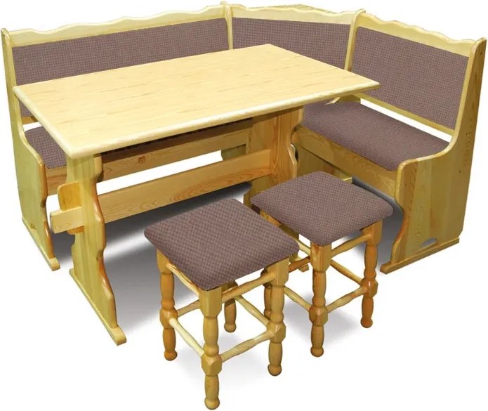 Rohový jedálenský komplet N2, prírodná / hnedooranžová