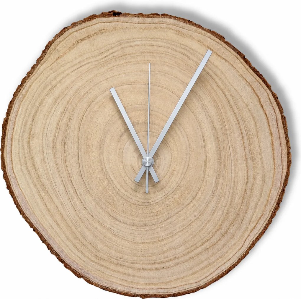 Nástenné hodiny z plátu dreva s letokruhmi a kôrou | KOR: Farba čierna RAL 9005 26-29 cm 4801-115419 KOR001-26-29-BLACK