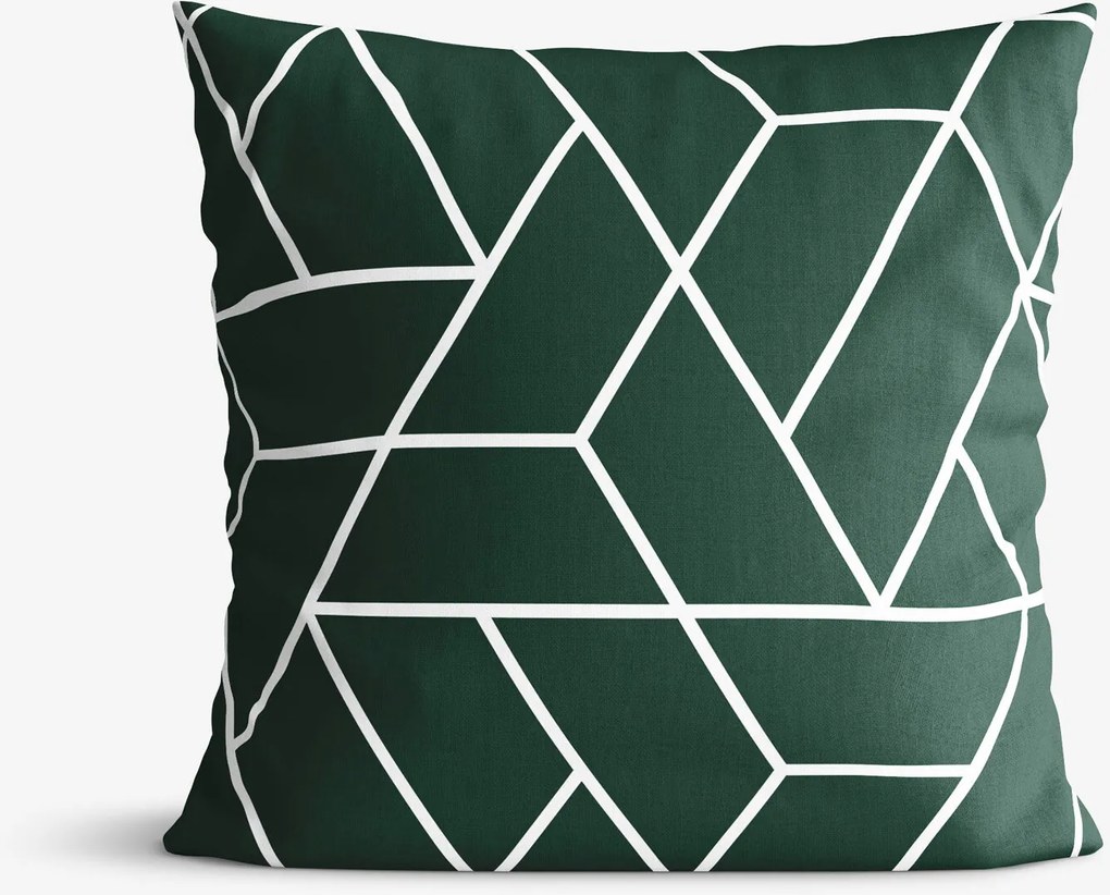 Goldea bavlnená obliečka na vankúš - mozaika na tmavo zelenom 50 x 70 cm