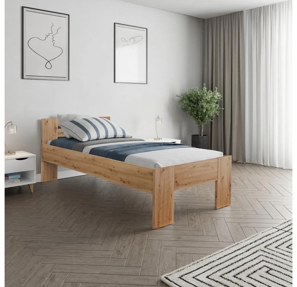 Jednolôžková posteľ 90x200 cm Boyard (dub artisan). Vlastná spoľahlivá doprava až k Vám domov. 1119503