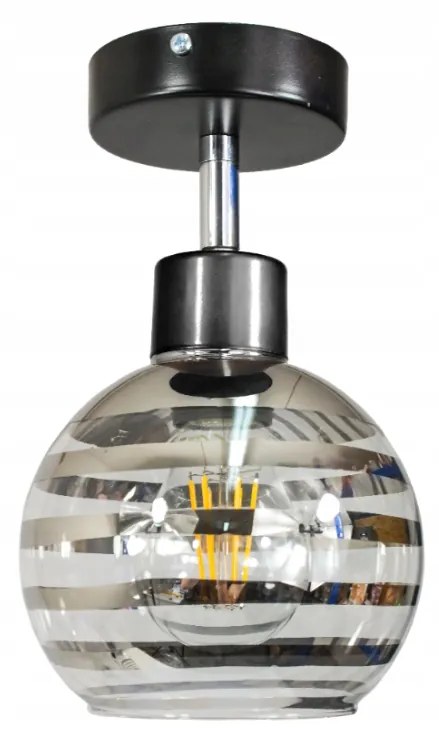 BERGE Sklenená LED závesná lampa 1xE27 - gulička s horizontálnymi pruhmi