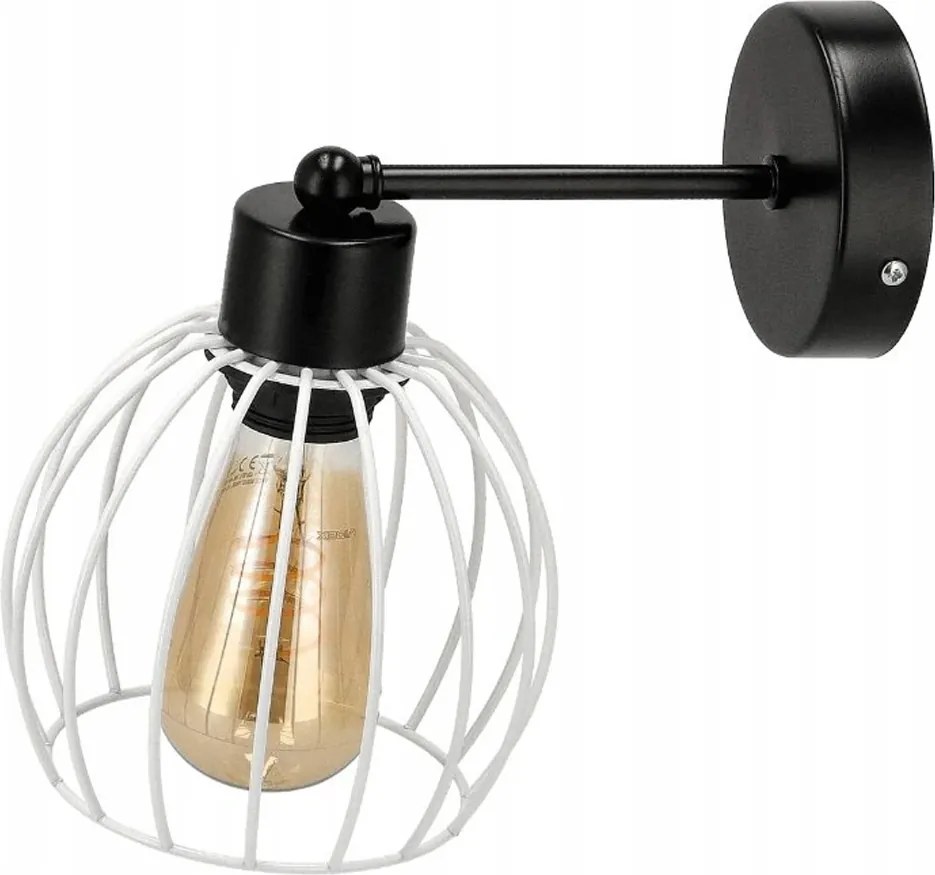 LED nástenná lampa - 1xe27 - biela drôtená guľa