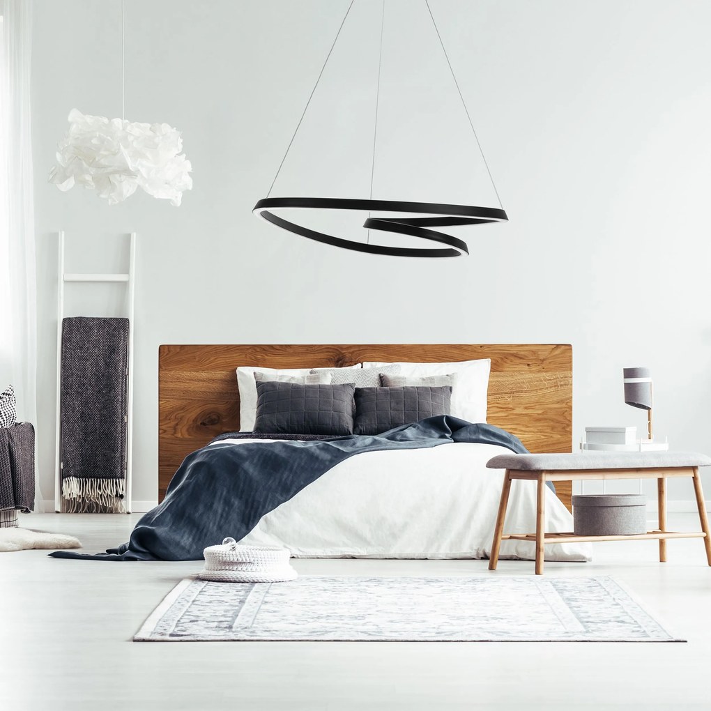 Toolight Toolight, Moderné LED závesné stropné svietidlo + diaľkový ovládač APP796-CP, čierna, OSW-05502