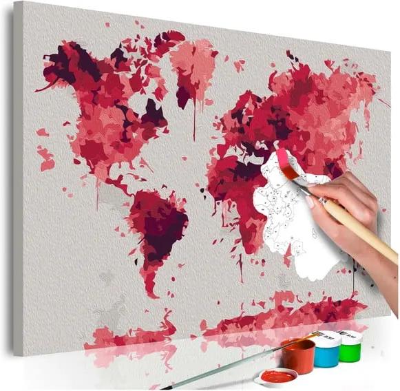 DIY set na tvorbu vlastného obrazu na plátne Artgeist Watercolor Map, 60 × 40 cm
