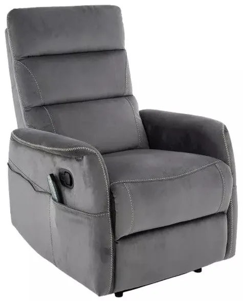 Elektrické polohovacie kreslo Solon Velvet s masážou sivé