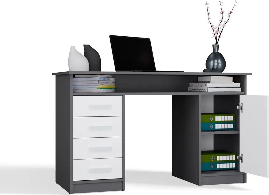 Písací stôl ADA 125 cm antracit/biely