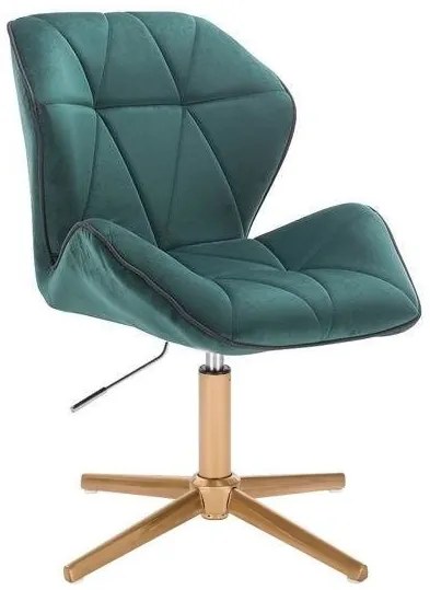 LuxuryForm DESIGN Stolička MILANO MAX VELUR na zlatom kríži - zelená