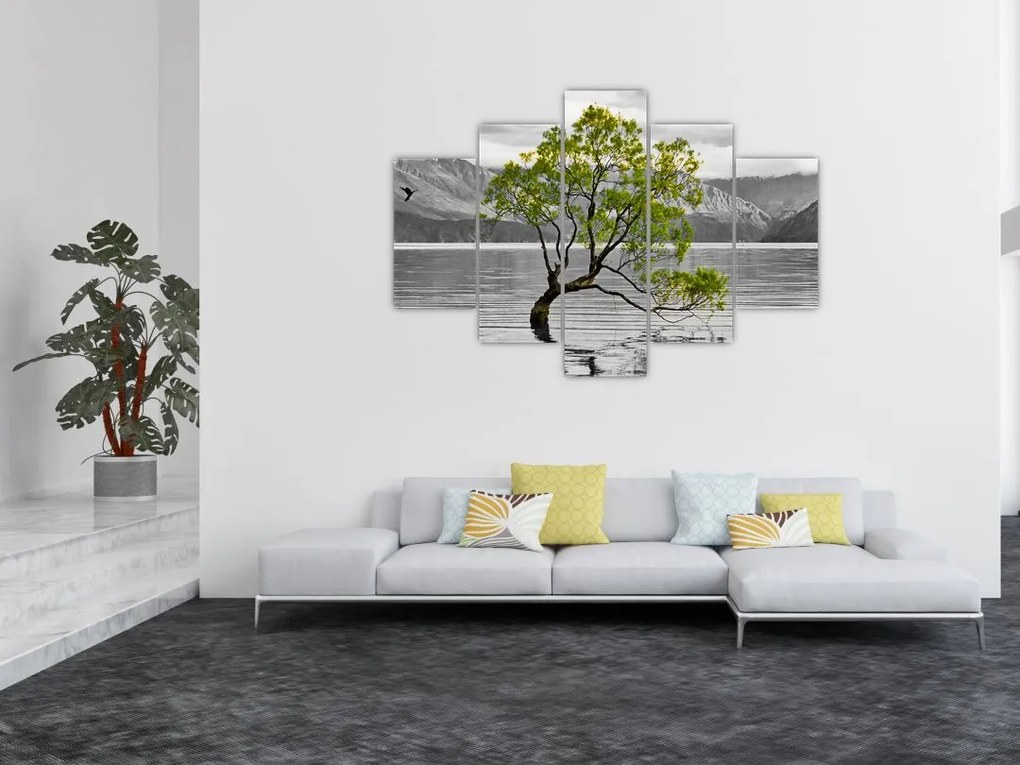 Obraz stromu uprostred jazera (150x105 cm)