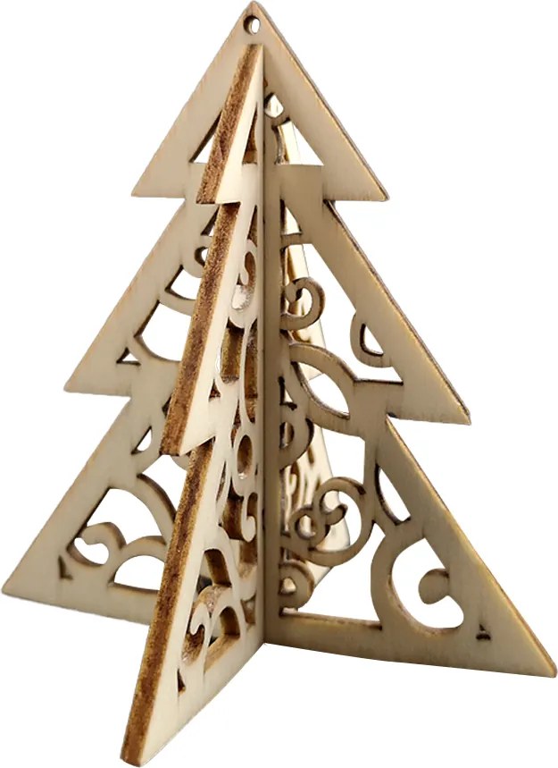 AMADEA Drevený 3D stromček 8 cm, český výrobok