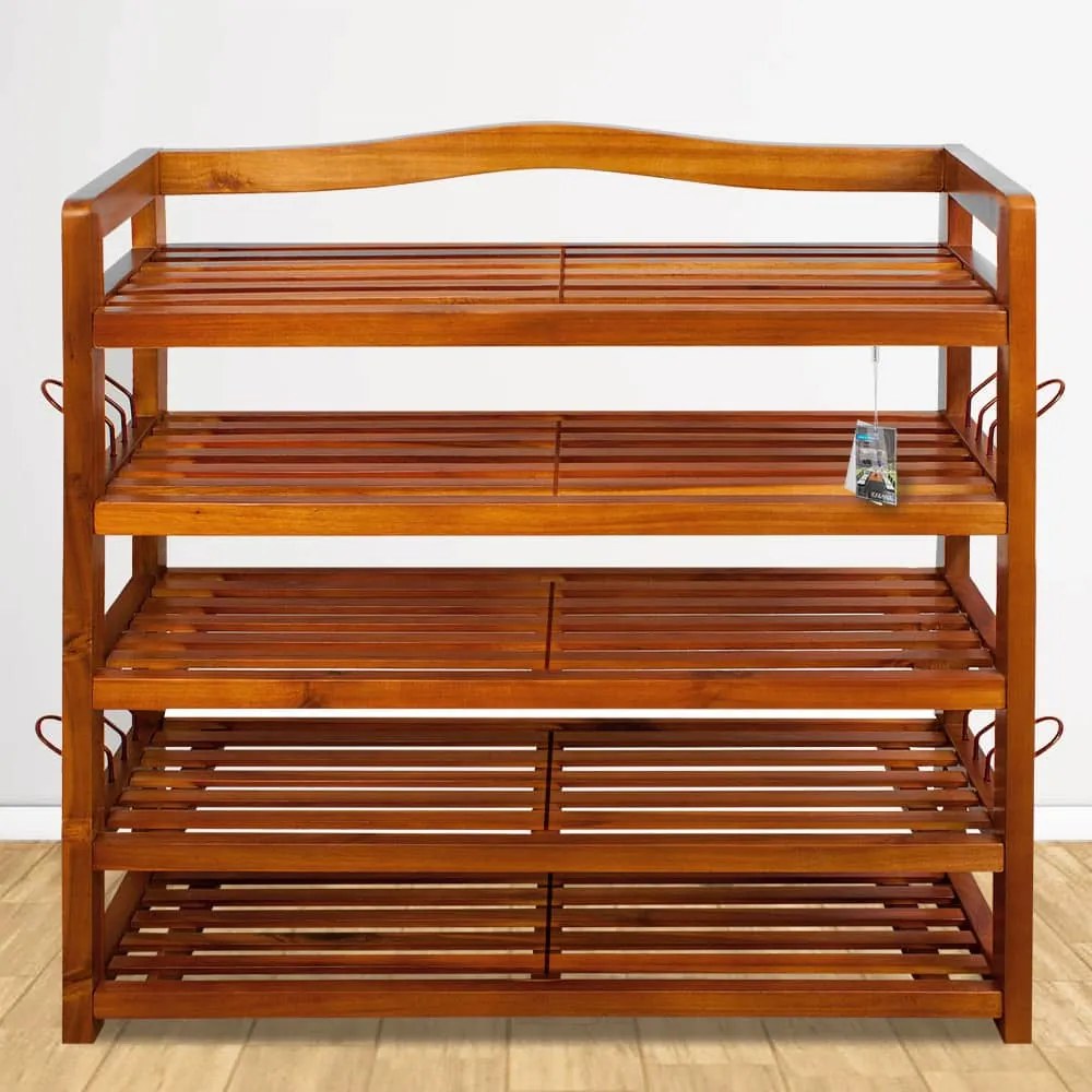 Regál na topánky RUSTIC, 5políc, 85x26x82cm, prírodná hnedá Casaria