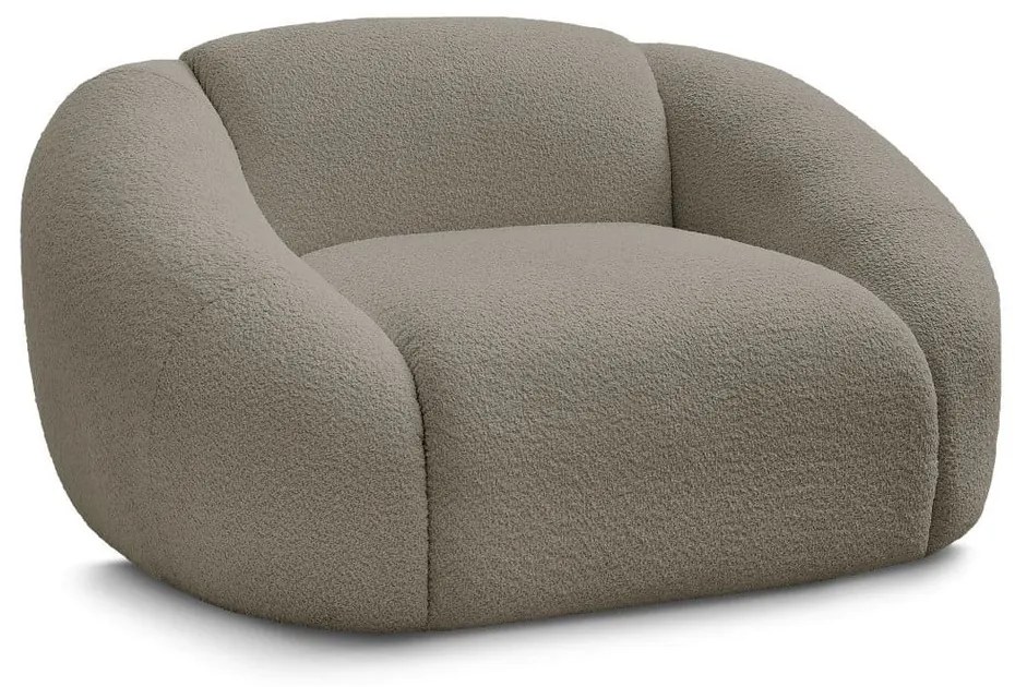 Sivohnedé kreslo z textílie bouclé Tina – Bobochic Paris