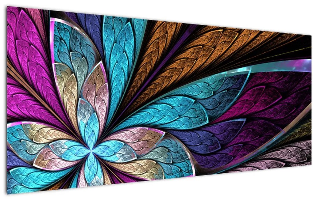 Obraz - Abstrakcia, kvetina (120x50 cm)