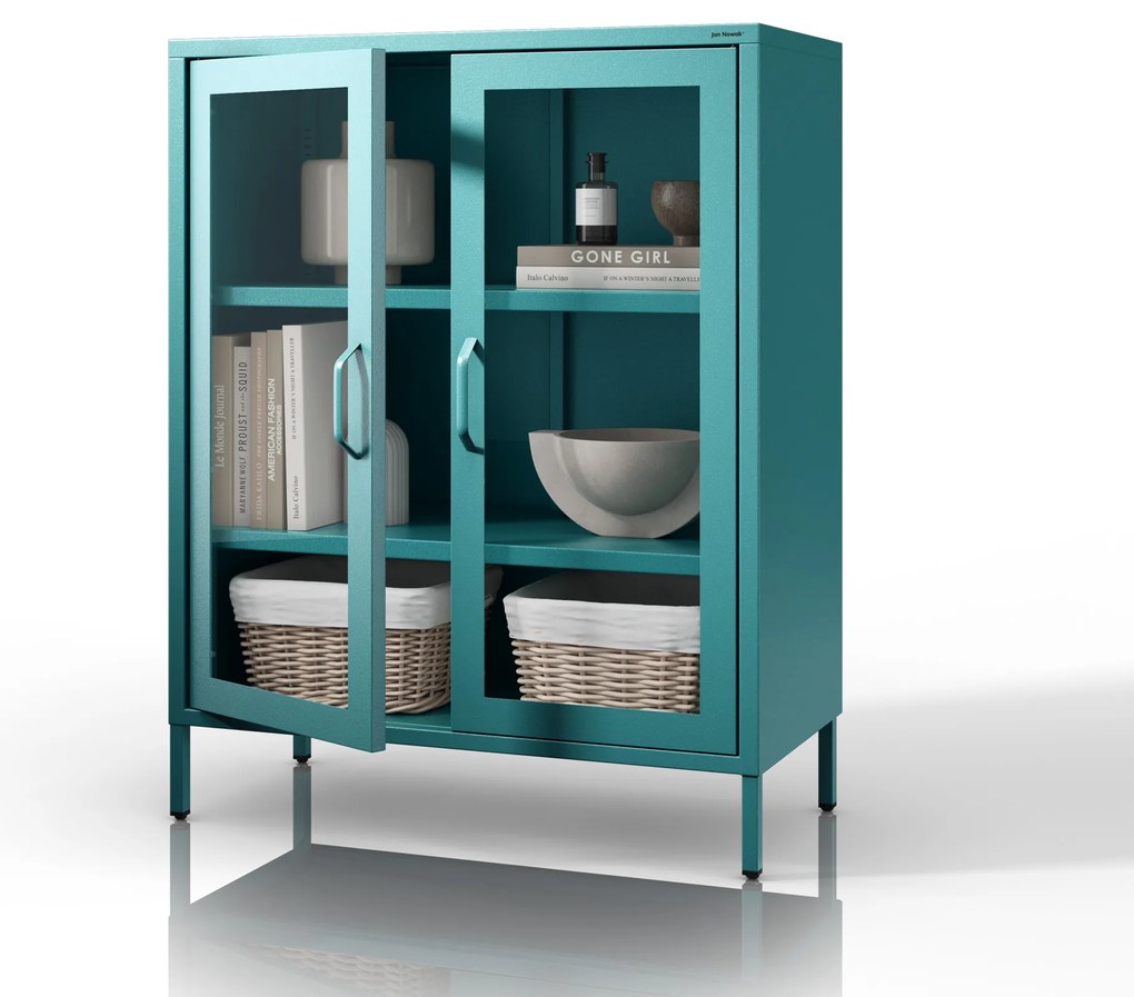 Vitrína GINA, 800 x 1015 x 400 mm, Modern: morská farba
