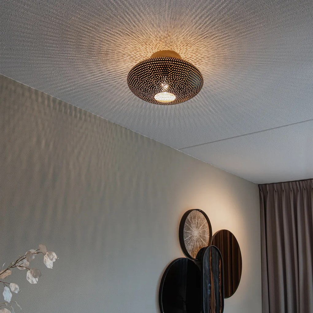 Inteligentné stropné svietidlo čierne a zlaté 40 cm vrátane Wifi G95 - Radiance