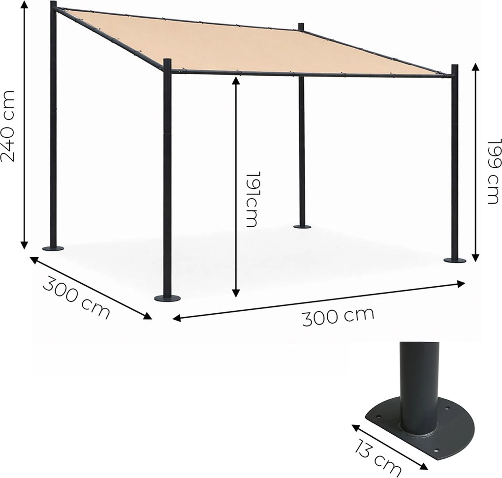 Zahradní pergola Lowa 3x3 m béžová/černá
