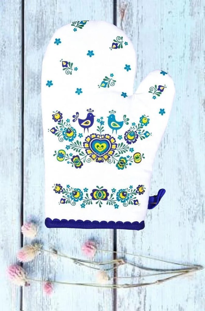 INTERMEDIC SK Folklórna kuchynská chňapka – obojstranný vzor, magnet, 100 % bavlna