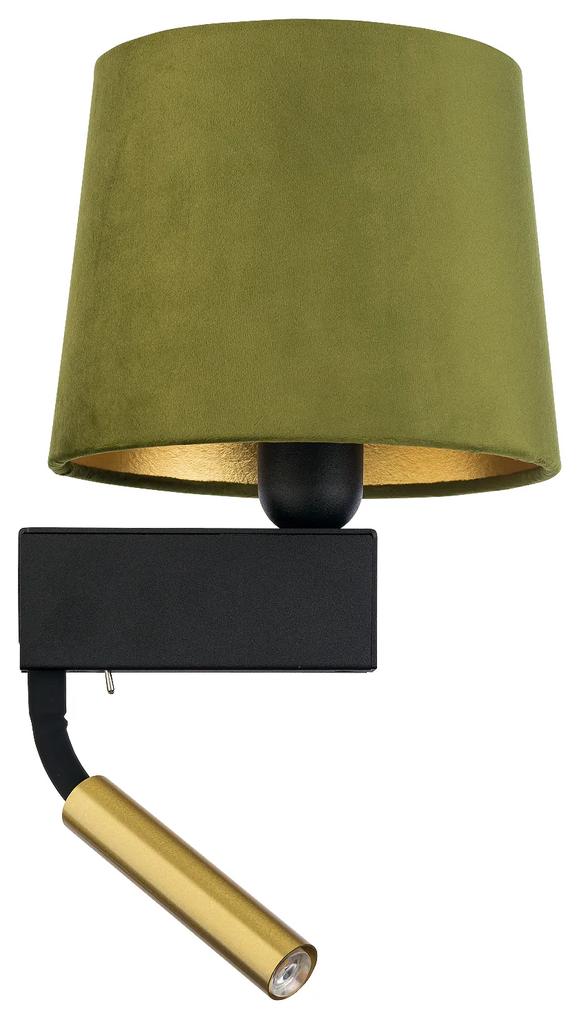 NOWODVORSKI Nástenná moderná lampa s LED čítacím ramenom CHILLIN, 1xE27, 40W, zelená, zlatá