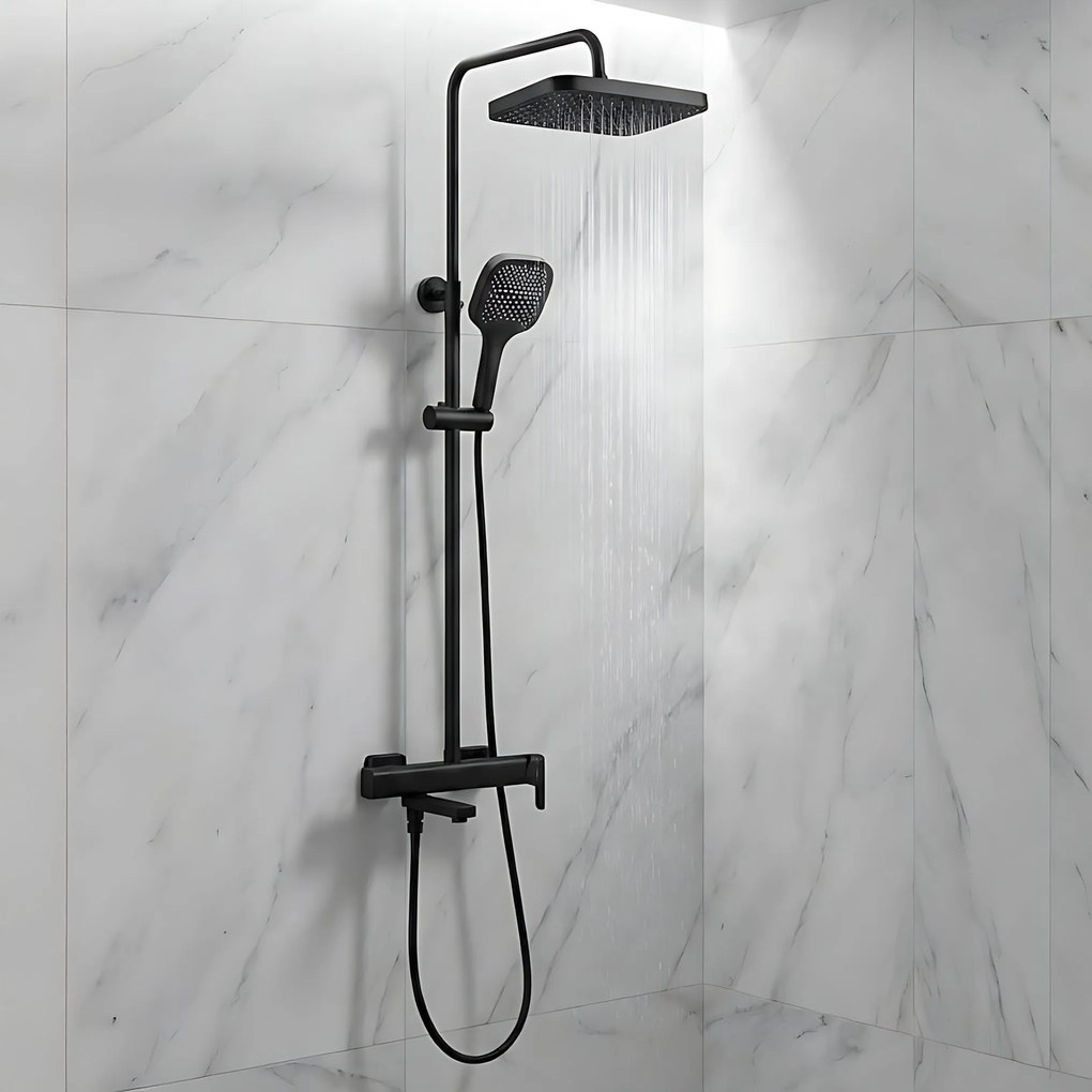 Rea Arlo, sprchový set s vaňovou výlevkou, čierna matná, REA-P7440