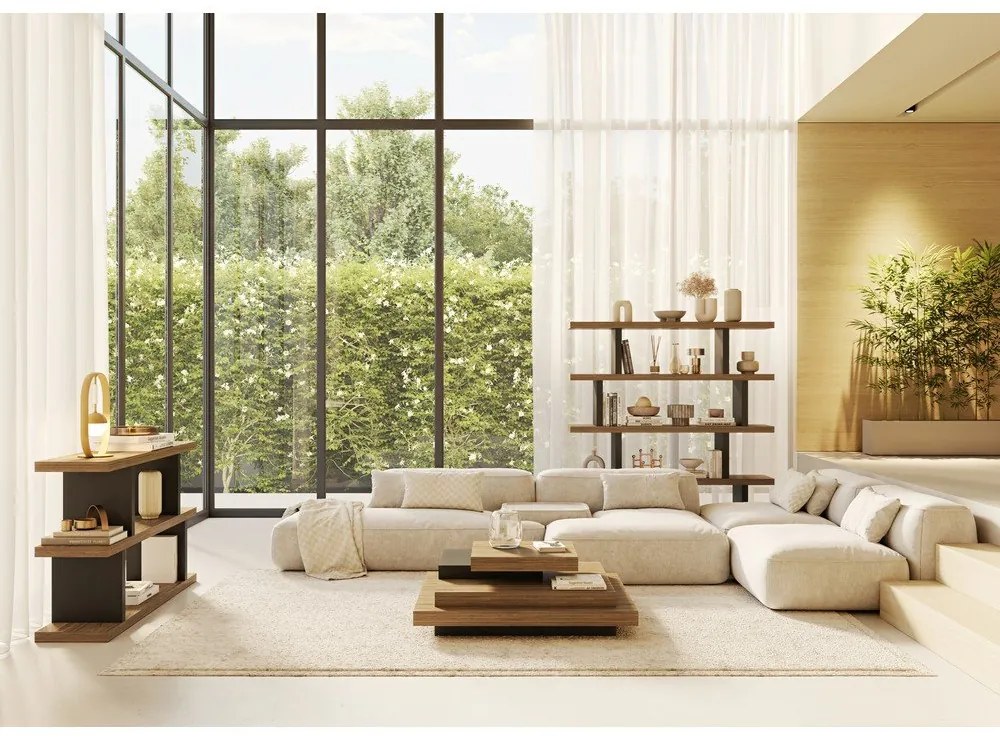 Hnedo-čierna knižnica v dekore orecha 163x172 cm Step – TemaHome