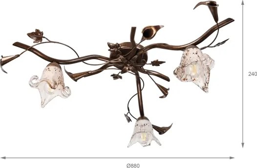 Prisadený luster ROZETA 3xE14/40W/230V bronzový